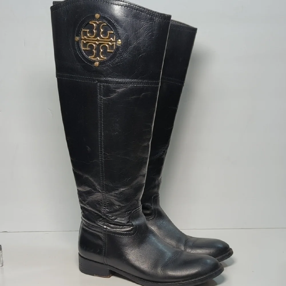 Tory Burch Kernan tall black Patterned boots women's size 6.5